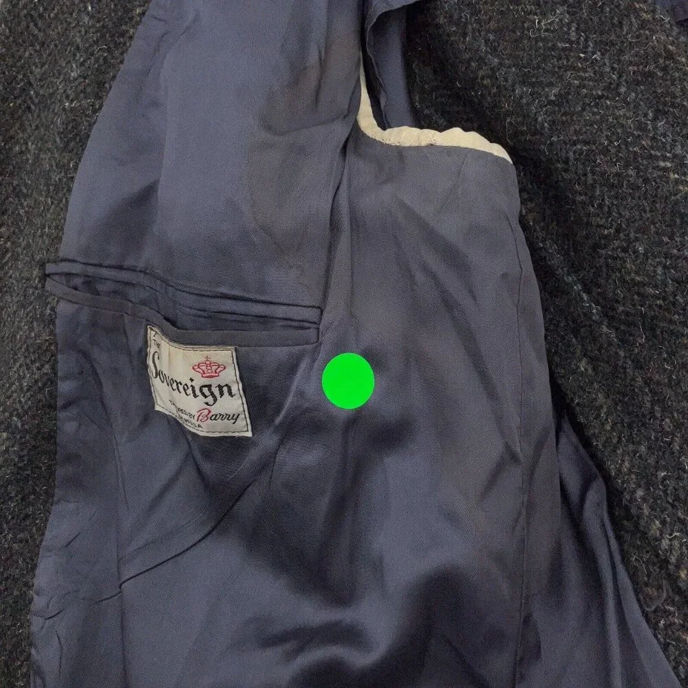 Sovereign Blazer Men 46 Gray Green Tweed Wool‎ Classic Sport Coat USA VTG